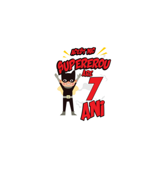 Acest mic supererou are 7 ani model negru pe tricou
