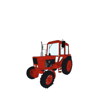 TRACTOR model alb pe tricou