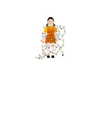 doll squid game model alb pe tricou