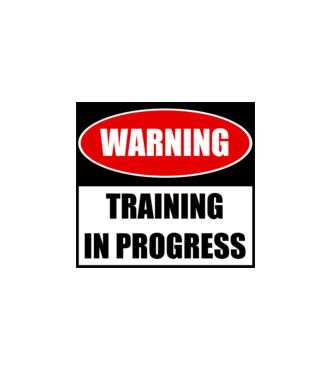Warning Training In Progress model alb pe tricou