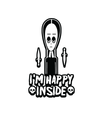 WEDNESDAY Happy inside model alb pe tricou