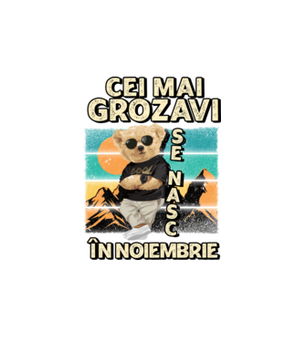 RETRO teddy NOIEMBRIE model alb pe tricou
