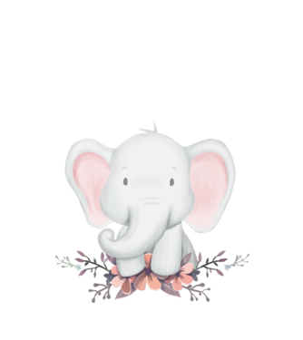 Elefant cu flori model alb pe tricou