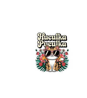 Huculka Puculka pisică 3 model alb pe tricou