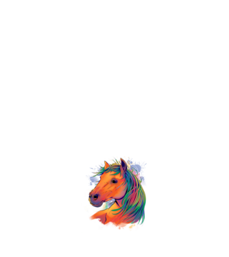 Colorful Horse model alb pe tricou