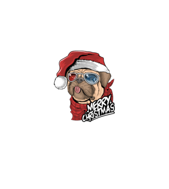 Merry Christmas Mopsz model negru pe tricou