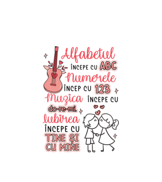 Iubirea începe cu-tine și cu mine model alb pe tricou