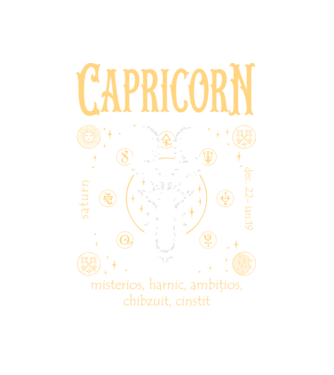 Zodiac bărbat CAPRICORN golden model alb pe tricou