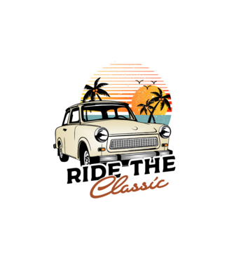 Trabant Ride The Classic model alb pe tricou