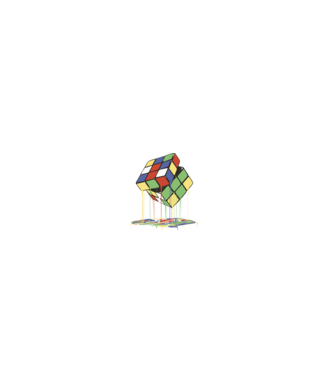Melting Rubik cube model negru pe tricou
