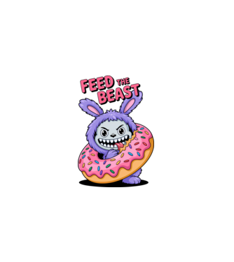 Feed the beast model alb pe tricou