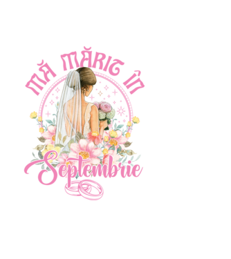 mă mărit - în septembrie model albastru deschis pe tricou