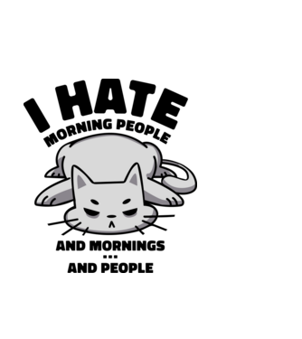 I hate morning people antisocial cat model albastru deschis pe tricou