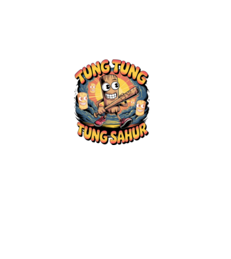 Tung Tung Tung Sahur Retro model negru pe tricou