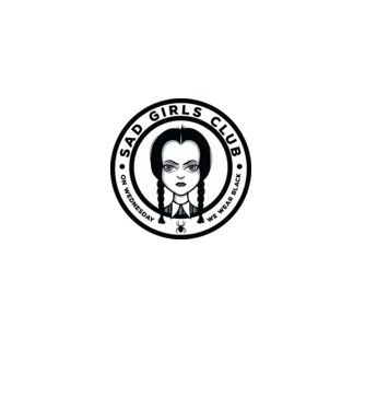 WEDNESDAY Sad Girls Club model negru pe tricou