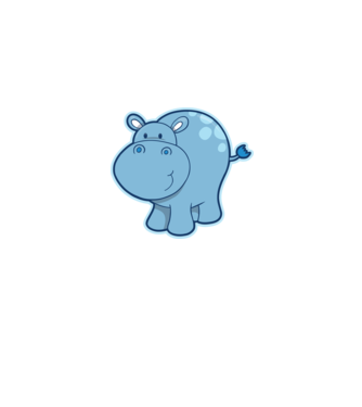 Cartoon hippo model albastru jeanși pe tricou