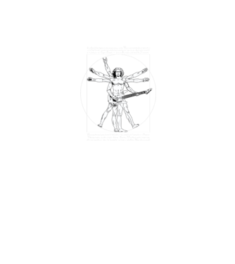 Vitruvius Guitar model negru pe tricou