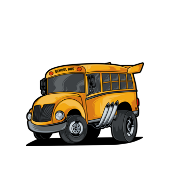 Autobuze model alb pe tricou