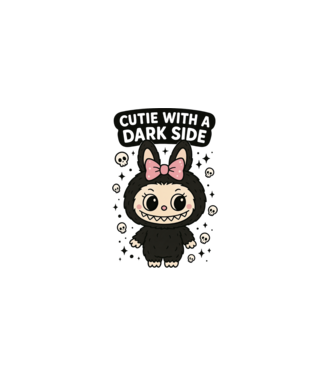 Cutie with a dark side model alb pe tricou