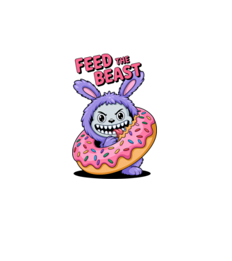 Feed the beast model alb pe tricou