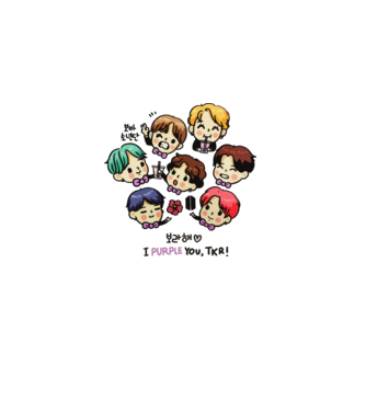 BTS chibi model alb pe tricou