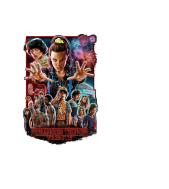 stranger things tribute poster model negru pe tricou