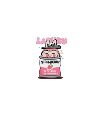 Strawberry Labubu model alb pe tricou