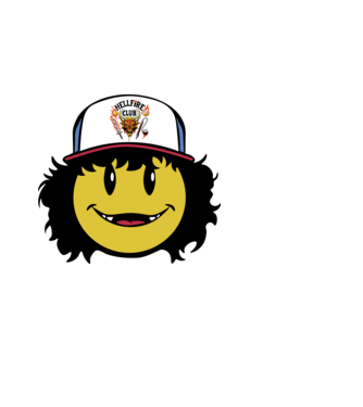 dustinhappyface model alb pe tricou