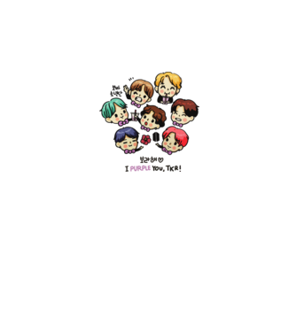 BTS chibi model alb pe tricou