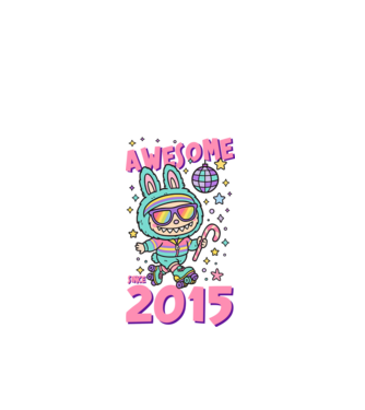 Awesome since 2015 - Labubu model negru pe tricou