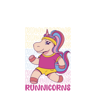 Runnicorns model alb pe tricou