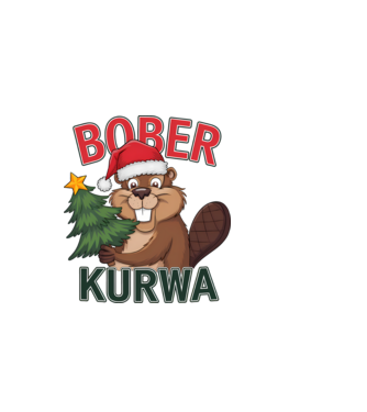 Bober kurwa Christmas model alb pe tricou