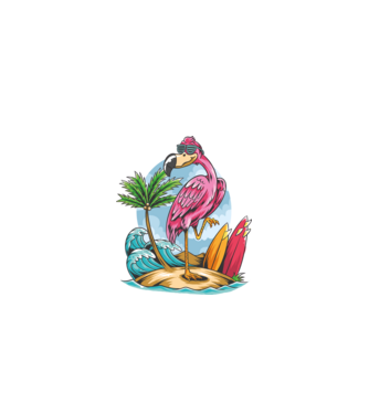 Surfer flamingo model negru pe tricou