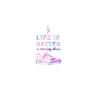 Life is better running shoes HOLO model negru pe tricou