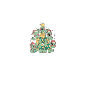 Turtle christmas tree model negru pe tricou