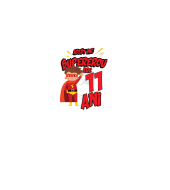 Acest mic supererou are 11 ani model negru pe tricou
