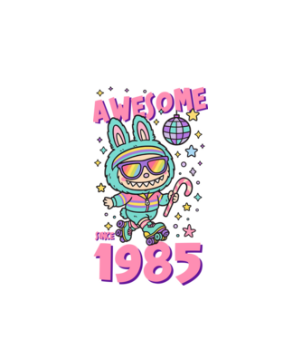 Awesome since 1985 - Labubu model alb pe tricou