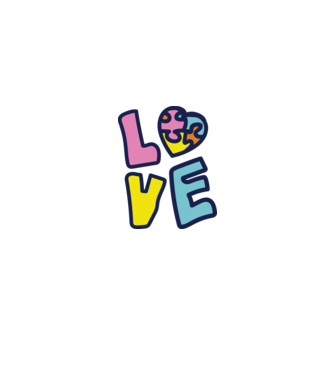 Ziua Mondială a Autismului LOVE model alb pe tricou