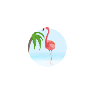 Flamingo model alb pe tricou