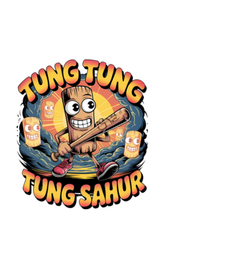 Tung Tung Tung Sahur Retro model negru pe tricou
