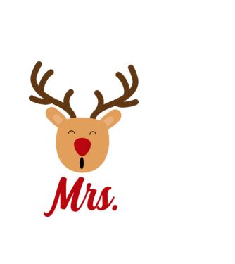 Mrs Reindeer christmas couple model alb pe tricou