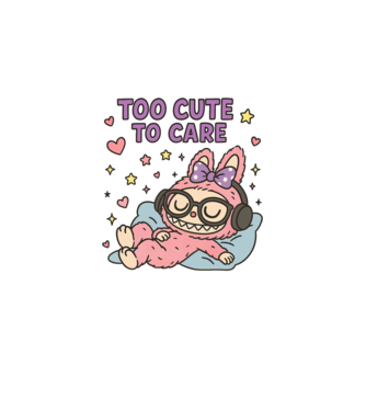 Too cute to care model negru pe tricou