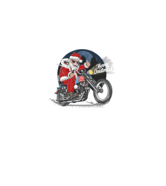 Santa Motocicletă Merry Christmas model negru pe tricou