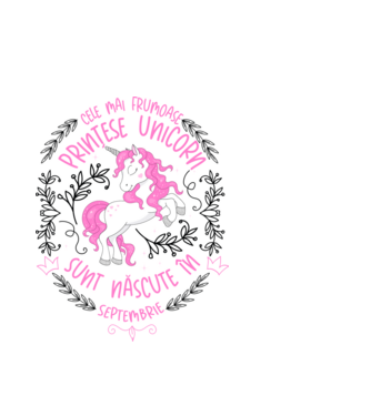 Cele mai frumoase prințese unicorn sunt născute în Septembrie model alb pe tricou