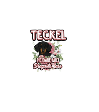 teckel : picioare mici dragoste mare model alb pe tricou