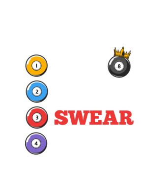 Aim swear shoot repeat - biliard v2 model alb pe tricou