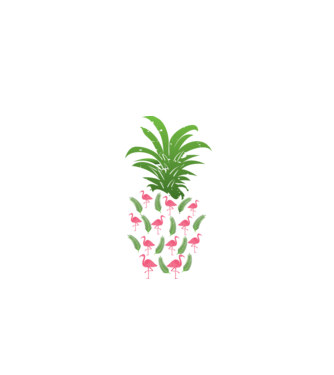 Flamingo ananas model negru pe tricou