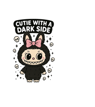 Cutie with a dark side model negru pe tricou