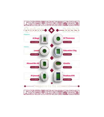 Qatar 2022 Stadiums model alb pe tricou