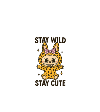 Stay wild - Labubu model alb pe tricou